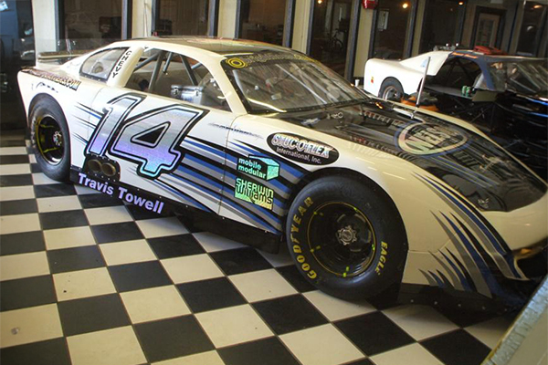 Exiled Artistry Vinyl Graphics Services for race cars, store signage, business vehicle graphics, and vehicle pinstriping in Marshall, NC